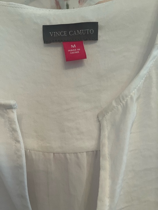 Vince Camuto White V-Neck Blouse with Studded Cuffs - Picture 2 of 4